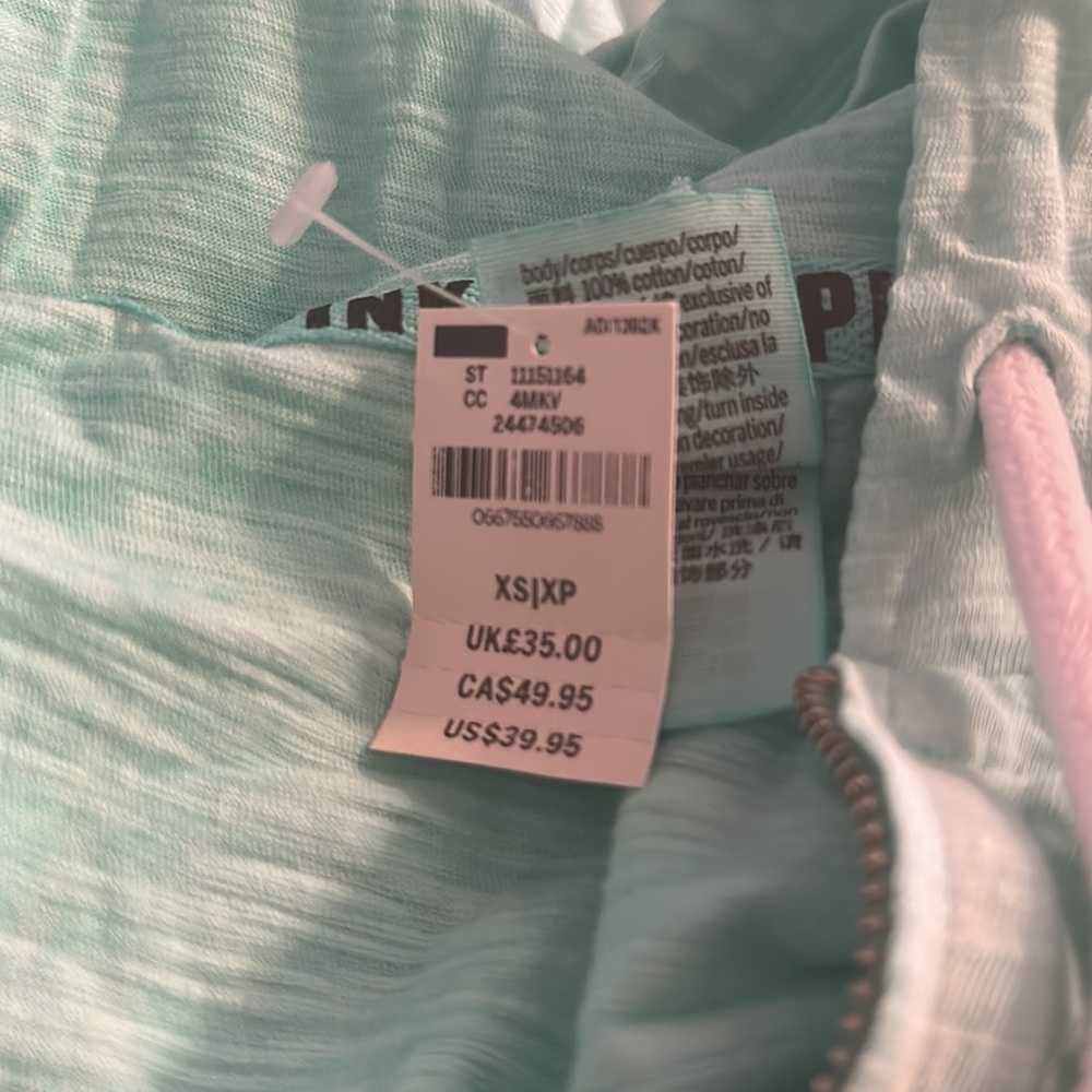 Victoria’s Secret Pink Teal/Seafoam Green Full Zip Sweatshirt (NWT) - Picture 4 of 4